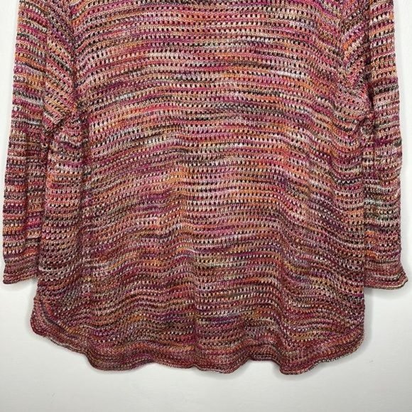 New Directions Womens 3X Red Orange Crochet Knit Lightweight Scoop Neck Sweater - Picture 4 of 10
